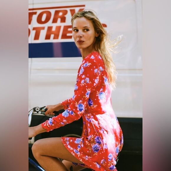 Zara Floral Wrap Dress Viscose Lined - Picture 1 of 5